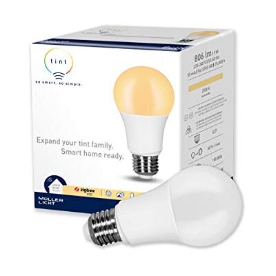 tint Inteligentna żarówka LED E27 – sterowana za pomocą Alexa lub pilota zdalnego sterowania – ściemniana żarówka E27 z ciepłym białym światłem (2700 K), 9 W tint Inteligentna żarówka LED E27 – sterowana za pomocą Alexa lub pilota zdalnego sterowania – ściemniana żarówka E27 z ciepłym białym światłem (2700 K), 9 W
