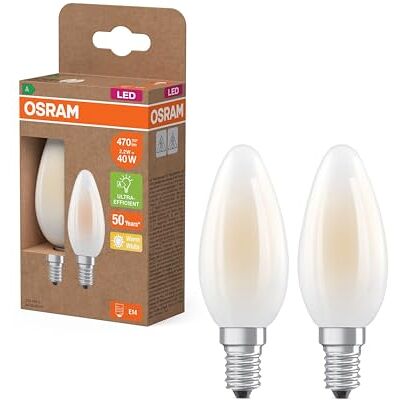 OSRAM LED Superstar Klasyczna lampa LED B 40 w klasycznym kształcie mini świecy, wykonana z matowego szkła, 2,2 W, 470 lm, oprawka E14, 2700 K, zapewniająca ciepłe białe światło, EEK A, średnica 35 OSRAM LED Superstar Klasyczna lampa LED B 40 w klasycznym kształcie mini świecy, wykonana z matowego szkła, 2,2 W, 470 lm, oprawka E14, 2700 K, zapewniająca ciepłe białe światło, EEK A, średnica 35