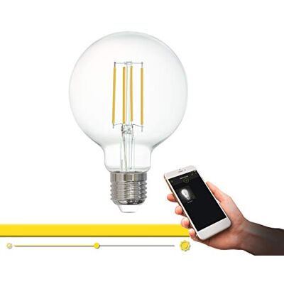EGLO connect LM_LED_E27 żarówka Smart Home Vintage przezroczysta, żarówka LED Globe 6 W (odpowiada 60 W), 806 lumenów, E27 LED ściemniana, ciepła biel, 2700 kelwinów, żarówka LED G80, Ø 8 cm EGLO connect LM_LED_E27 żarówka Smart Home Vintage przezroczysta, żarówka LED Globe 6 W (odpowiada 60 W), 806 lumenów, E27 LED ściemniana, ciepła biel, 2700 kelwinów, żarówka LED G80, Ø 8 cm