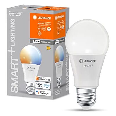 LEDVANCE SMART+ Lampa LED WIFI, matowa, 9,5 W, 1055 lm, klasyczny kształt żarówki z trzonkiem E27, regulowane białe światło, możliwość przyciemniania, sterowanie przez aplikację lub głos, 4 szt. LEDVANCE SMART+ Lampa LED WIFI, matowa, 9,5 W, 1055 lm, klasyczny kształt żarówki z trzonkiem E27, regulowane białe światło, możliwość przyciemniania, sterowanie przez aplikację lub głos, 4 szt.
