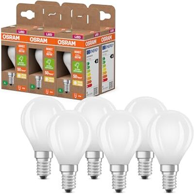OSRAM Lampa LED klasy energetycznej w klasycznym kształcie minikuli, 3,8 W / 806 lm, EEK A, ciepłe białe światło (2700 K), CRI 80, wykonana z matowego szkła bezołowiowego, trzonek E14, IP20, średnica OSRAM Lampa LED klasy energetycznej w klasycznym kształcie minikuli, 3,8 W / 806 lm, EEK A, ciepłe białe światło (2700 K), CRI 80, wykonana z matowego szkła bezołowiowego, trzonek E14, IP20, średnica