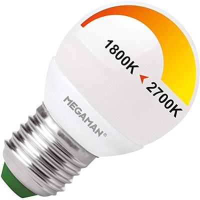 Megaman Kulista żarówka LED ściemniana do ciepła 4W (zastępuje 25W) z szeroką trzonkiem E27 Megaman Kulista żarówka LED ściemniana do ciepła 4W (zastępuje 25W) z szeroką trzonkiem E27