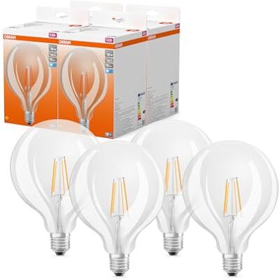 OSRAM Lampa LED LED Star Globe w klasycznym kształcie kuli, 7 W / 806 lm, 4000 K dla zimnego białego światła, CRI 80, przezroczyste szkło bezołowiowe, trzonek E27, IP20, EEK E, średnica 125 mm. OSRAM Lampa LED LED Star Globe w klasycznym kształcie kuli, 7 W / 806 lm, 4000 K dla zimnego białego światła, CRI 80, przezroczyste szkło bezołowiowe, trzonek E27, IP20, EEK E, średnica 125 mm.