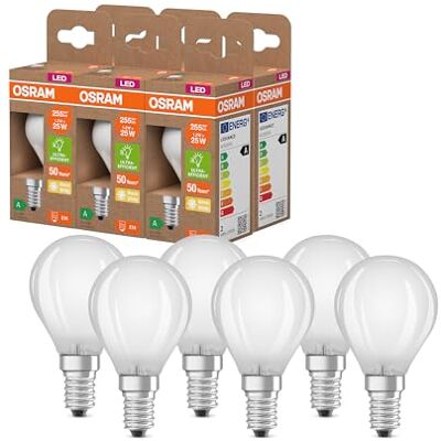 OSRAM LEDVANCE LED-Lampe in klassischer Miniballform, mit dekorativem LED-Filament im Frosted Design, Energieeffizienzklasse A, E14, 1.2 W, 255 lm, 2700 K, warmweiß. Ohne Aufwärmen, sofort 100% Licht. OSRAM LEDVANCE LED-Lampe in klassischer Miniballform, mit dekorativem LED-Filament im Frosted Design, Energieeffizienzklasse A, E14, 1.2 W, 255 lm, 2700 K, warmweiß. Ohne Aufwärmen, sofort 100% Licht.