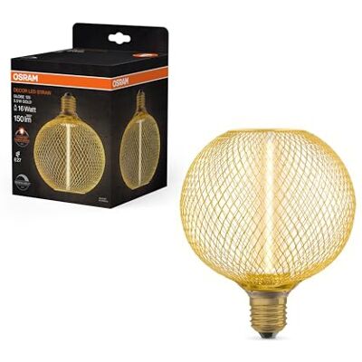 OSRAM Lampa LED DECOR z żarnikiem słomkowym w metalowej obudowie (w kształcie kuli), szkło bezołowiowe, ciepłe, białe, komfortowe światło (1800 K), 3,5 W / 150 lm, trzonek E27, możliwość OSRAM Lampa LED DECOR z żarnikiem słomkowym w metalowej obudowie (w kształcie kuli), szkło bezołowiowe, ciepłe, białe, komfortowe światło (1800 K), 3,5 W / 150 lm, trzonek E27, możliwość
