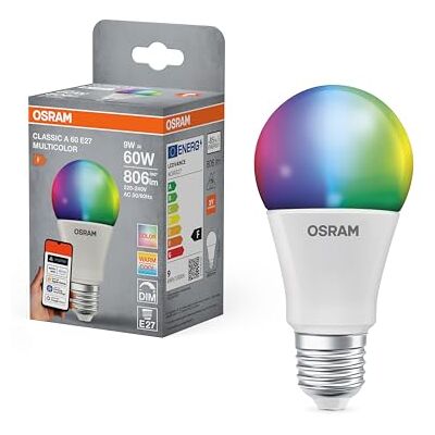OSRAM SMART+ RGBW, lampa LED E27 z Matter over Wifi, specjalnie zaprojektowana dla ALEXA łatwa konfiguracja jednym kliknięciem, zamiennik 60W, 2700-6500K, 16 milionów kolorów RGB, 1-pak OSRAM SMART+ RGBW, lampa LED E27 z Matter over Wifi, specjalnie zaprojektowana dla ALEXA łatwa konfiguracja jednym kliknięciem, zamiennik 60W, 2700-6500K, 16 milionów kolorów RGB, 1-pak