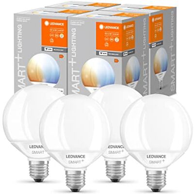 LEDVANCE Inteligentna żarówka LED z technologią Wifi, E27, ściemnianie, możliwość zmiany barwy, matowy, zamiennik żarówek 100W, możliwość sterowania za pomocą aplikacji Alexa, Google i innych, 4 pak LEDVANCE Inteligentna żarówka LED z technologią Wifi, E27, ściemnianie, możliwość zmiany barwy, matowy, zamiennik żarówek 100W, możliwość sterowania za pomocą aplikacji Alexa, Google i innych, 4 pak