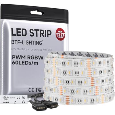 BTF-LIGHTING 5050 RGBW RGB+Warm White(2700K-3000K) 4 Colors in 1 LED Tape Light DC12V 5m 16.4ft 60LED/m Multi-Colored IP30 White 12mm PCB for Bedroom Kitchen Home Decoration(No Adapter or Controller) BTF-LIGHTING 5050 RGBW RGB+Warm White(2700K-3000K) 4 Colors in 1 LED Tape Light DC12V 5m 16.4ft 60LED/m Multi-Colored IP30 White 12mm PCB for Bedroom Kitchen Home Decoration(No Adapter or Controller)