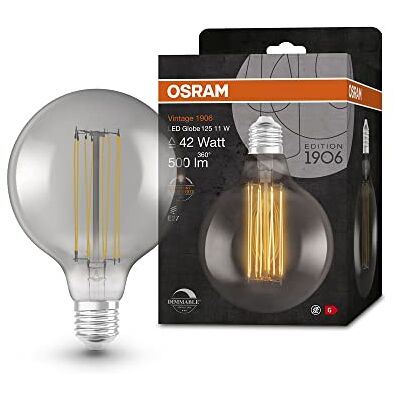LEDVANCE OSRAM Vintage 1906 Przyciemniana Przyciemniana Lampa Led, 11W, 500Lm, Kula o Średnicy 125Mm i Trzonku E27, Ciepłe Białe Światło LEDVANCE OSRAM Vintage 1906 Przyciemniana Przyciemniana Lampa Led, 11W, 500Lm, Kula o Średnicy 125Mm i Trzonku E27, Ciepłe Białe Światło