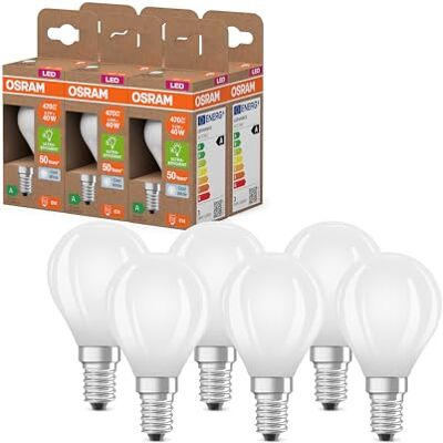 OSRAM Lampa LED klasy energetycznej w klasycznym kształcie minikuli, 2,2 W / 470 lm, EEK A, zimne białe światło (4000 K), CRI 80, wykonana z matowego szkła bezołowiowego, trzonek E14, IP20, średnica OSRAM Lampa LED klasy energetycznej w klasycznym kształcie minikuli, 2,2 W / 470 lm, EEK A, zimne białe światło (4000 K), CRI 80, wykonana z matowego szkła bezołowiowego, trzonek E14, IP20, średnica