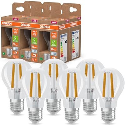 OSRAM Lampa LED klasy energetycznej w klasycznym kształcie żarówki, 3,8 W / 806 lm, EEK A, zimne białe światło (4000 K), CRI 80, wykonana z przezroczystego szkła bezołowiowego, trzonek E27, IP20, OSRAM Lampa LED klasy energetycznej w klasycznym kształcie żarówki, 3,8 W / 806 lm, EEK A, zimne białe światło (4000 K), CRI 80, wykonana z przezroczystego szkła bezołowiowego, trzonek E27, IP20,