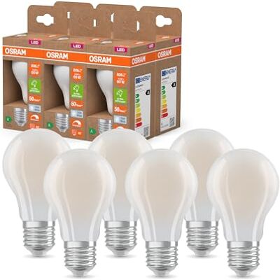 OSRAM Lampa LED klasy energetycznej w klasycznym kształcie żarówki, 3,8 W / 806 lm, EEK A, zimne białe światło (4000 K), CRI 80, wykonana z matowego szkła bezołowiowego, trzonek E27, IP20, średnica 60 OSRAM Lampa LED klasy energetycznej w klasycznym kształcie żarówki, 3,8 W / 806 lm, EEK A, zimne białe światło (4000 K), CRI 80, wykonana z matowego szkła bezołowiowego, trzonek E27, IP20, średnica 60