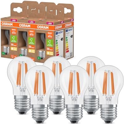 OSRAM Lampa LED klasy energetycznej w klasycznym kształcie minikuli, 3,8 W / 806 lm, EEK A, ciepłe białe światło (2700 K), CRI 80, wykonana z przezroczystego szkła bezołowiowego, trzonek E27, IP20, OSRAM Lampa LED klasy energetycznej w klasycznym kształcie minikuli, 3,8 W / 806 lm, EEK A, ciepłe białe światło (2700 K), CRI 80, wykonana z przezroczystego szkła bezołowiowego, trzonek E27, IP20,