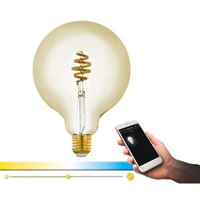 EGLO connect żarówka LED E27, Smart Home Vintage amber, spiralna żarówka LED Globe 5,5 W (odpowiada 35 W), 400 lumenów, E27 LED, możliwość ściemniania, temperatura barwowa, żarówka LED G125, Ø 12,5 cm EGLO connect żarówka LED E27, Smart Home Vintage amber, spiralna żarówka LED Globe 5,5 W (odpowiada 35 W), 400 lumenów, E27 LED, możliwość ściemniania, temperatura barwowa, żarówka LED G125, Ø 12,5 cm
