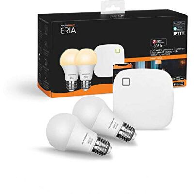 ERIA AduroSmart zestaw startowy LED, możliwość ściemniania, 2 x E27 LED i koncentrator, sterowanie za pomocą aplikacji, kompatybilny z Alexa ERIA AduroSmart zestaw startowy LED, możliwość ściemniania, 2 x E27 LED i koncentrator, sterowanie za pomocą aplikacji, kompatybilny z Alexa
