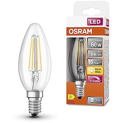 OSRAM Superstar Classic B60 Dimmable Lampa LED dla Podstawy E14, Kształt Świecy, Fil, 806 Lumenów, Ciepła Biała (2700K), Wymiana Konwencjonalnych Żarówek 60 W, 6-Pakowy Pakiet OSRAM Superstar Classic B60 Dimmable Lampa LED dla Podstawy E14, Kształt Świecy, Fil, 806 Lumenów, Ciepła Biała (2700K), Wymiana Konwencjonalnych Żarówek 60 W, 6-Pakowy Pakiet