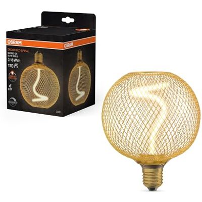 OSRAM Lampa LED DECOR ze spiralnym żarnikiem w metalowej obudowie (w kształcie kuli), szkło bezołowiowe, ciepłe białe komfortowe światło (1800 K), 3,5 W / 170 lm, trzonek E27, możliwość OSRAM Lampa LED DECOR ze spiralnym żarnikiem w metalowej obudowie (w kształcie kuli), szkło bezołowiowe, ciepłe białe komfortowe światło (1800 K), 3,5 W / 170 lm, trzonek E27, możliwość