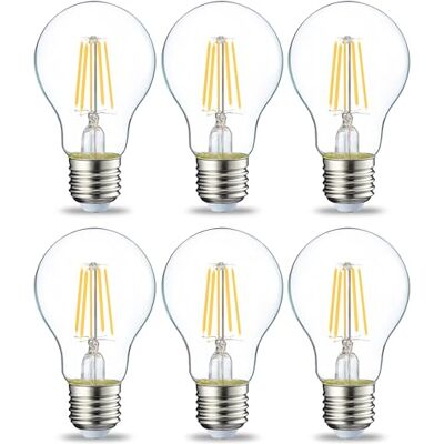 Amazon Basics Żarówka LED E27 z gwintem Edisona, 4,3 W (odpowiednik 40 W), przezroczysta, ciepła biel, brak możliwości przyciemniania, opakowanie 6 sztuk Amazon Basics Żarówka LED E27 z gwintem Edisona, 4,3 W (odpowiednik 40 W), przezroczysta, ciepła biel, brak możliwości przyciemniania, opakowanie 6 sztuk