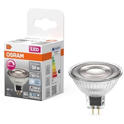 OSRAM Ściemniana lampa LED Superstar o szczególnie wysokim oddawaniu barw (CRI90) GU5.3, szkło przezroczyste, Zimna biel (4000K), 621 Lumen, zamiennik dla 50W, 1-pak OSRAM Ściemniana lampa LED Superstar o szczególnie wysokim oddawaniu barw (CRI90) GU5.3, szkło przezroczyste, Zimna biel (4000K), 621 Lumen, zamiennik dla 50W, 1-pak