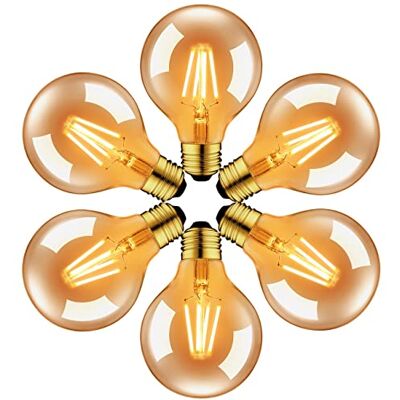 LVWIT żarówka Edison Vintage, żarówka LED E27 G80, 6,5 W, zastępuje 51 W, ciepła biel, 2500 K, 650 lm, idealna do oświetlenia retro w domu, kawiarni, 6 sztuk w opakowaniu LVWIT żarówka Edison Vintage, żarówka LED E27 G80, 6,5 W, zastępuje 51 W, ciepła biel, 2500 K, 650 lm, idealna do oświetlenia retro w domu, kawiarni, 6 sztuk w opakowaniu