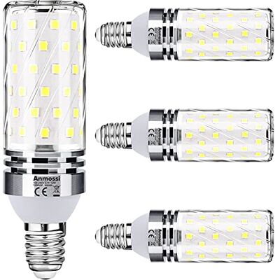 Anmossi Żarówka LED E14, zimna biel, 6000 K, 1200 lm, 12 W, E14, zastępuje żarówkę halogenową 100 W, bez możliwości ściemniania, energooszczędna żarówka E14, 4 sztuki w opakowaniu Anmossi Żarówka LED E14, zimna biel, 6000 K, 1200 lm, 12 W, E14, zastępuje żarówkę halogenową 100 W, bez możliwości ściemniania, energooszczędna żarówka E14, 4 sztuki w opakowaniu