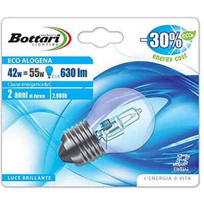 Bottari Italy Bottari Lighting 97219 ECO żarówka kropla halogenowa, E14, 55 W, przezroczysta Bottari Italy Bottari Lighting 97219 ECO żarówka kropla halogenowa, E14, 55 W, przezroczysta