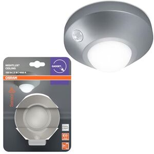 OSRAM Lampa sufitowa NIGHTLUX, srebrna, z czujnikiem ruchu i światła, zasilana bateryjnie, IP20, 105 lm, 4000K, łatwa instalacja i solidna obudowa. OSRAM Lampa sufitowa NIGHTLUX, srebrna, z czujnikiem ruchu i światła, zasilana bateryjnie, IP20, 105 lm, 4000K, łatwa instalacja i solidna obudowa.