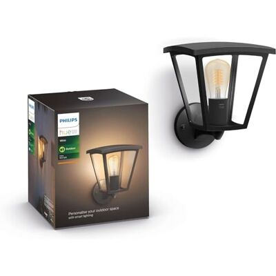 Philips White Zewnętrzna lampa ścienna Inara, kinkiet, żarówka LED Filament E27, sterowanie aplikacją Philips White Zewnętrzna lampa ścienna Inara, kinkiet, żarówka LED Filament E27, sterowanie aplikacją
