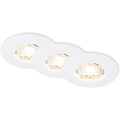 BRILONER Zestaw 3 reflektorów LED do zabudowy 230 V, oświetlenie łazienkowe IP44, reflektory sufitowe, reflektory LED, płaskie reflektory sufitowe, białe BRILONER Zestaw 3 reflektorów LED do zabudowy 230 V, oświetlenie łazienkowe IP44, reflektory sufitowe, reflektory LED, płaskie reflektory sufitowe, białe