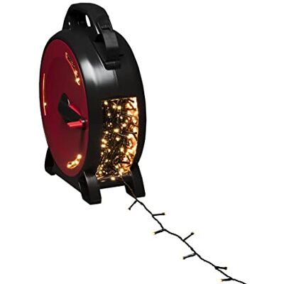 Konstsmide Łańcuch świetlny Micro LED z zwijarką kablową, 800 diod w kolorze ciepłej bieli, 30 V, na zewnątrz (IP44), czarny miękki kabel 3838-107 Konstsmide Łańcuch świetlny Micro LED z zwijarką kablową, 800 diod w kolorze ciepłej bieli, 30 V, na zewnątrz (IP44), czarny miękki kabel 3838-107