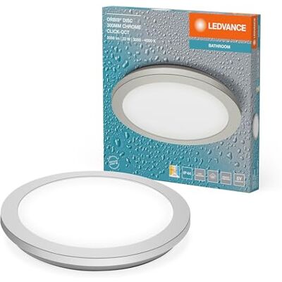 LEDVANCE ORBIS Disc lampa ścienna/sufitowa z LED, chrom, 22 W, 1800 lm, 3000/4000 K, regulowana za pomocą przełącznika ściennego z Click CCT, średnica 30 cm, ochrona IP44, do łazienki, śruby/kołki, w LEDVANCE ORBIS Disc lampa ścienna/sufitowa z LED, chrom, 22 W, 1800 lm, 3000/4000 K, regulowana za pomocą przełącznika ściennego z Click CCT, średnica 30 cm, ochrona IP44, do łazienki, śruby/kołki, w