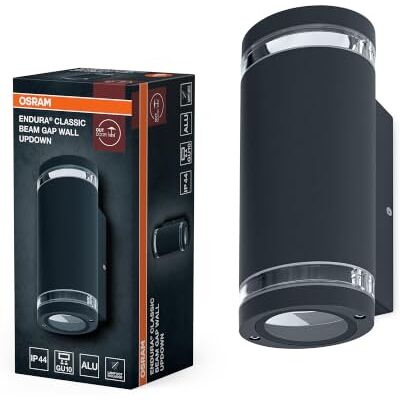 OSRAM lampa ścienna zewnętrzna Up/Down GU10 z pierścieniem szczelinowym, obudowa aluminiowa w kolorze ciemnoszarym, stopień ochrony IP44 i IK03, lampa ścienna do fasad i wejść OSRAM lampa ścienna zewnętrzna Up/Down GU10 z pierścieniem szczelinowym, obudowa aluminiowa w kolorze ciemnoszarym, stopień ochrony IP44 i IK03, lampa ścienna do fasad i wejść