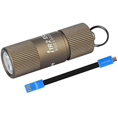 OLIGHT I1R II EOS Mini Latarka LED z brelokiem, mała lampa solo 13g, latarka ręczna 150 lumenów 40 metrów ładowana przez Micro USB (I1R 2 + kabel), wodoodporna, pustynia OLIGHT I1R II EOS Mini Latarka LED z brelokiem, mała lampa solo 13g, latarka ręczna 150 lumenów 40 metrów ładowana przez Micro USB (I1R 2 + kabel), wodoodporna, pustynia