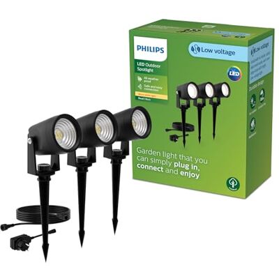 Philips Reuel Zewnętrzna Lampa Punktowa 24 V GardenLink Niskonapięciowa, 2700 K, 180 lm, Czarna, Zestaw Startowy, 3 Sztuki, Wtyczka EU Philips Reuel Zewnętrzna Lampa Punktowa 24 V GardenLink Niskonapięciowa, 2700 K, 180 lm, Czarna, Zestaw Startowy, 3 Sztuki, Wtyczka EU