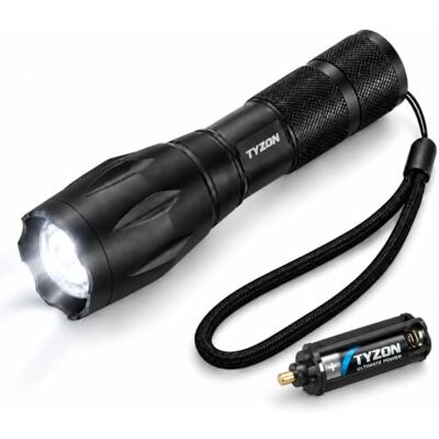 Tyzon latarka LED 300 lm, zoom regulowany, 5 trybów (wysoki/średni/niski/stroboskop/SOS), dioda CREE T6, obudowa aluminiowa, zasięg 50–100 m, na 3x AAA Tyzon latarka LED 300 lm, zoom regulowany, 5 trybów (wysoki/średni/niski/stroboskop/SOS), dioda CREE T6, obudowa aluminiowa, zasięg 50–100 m, na 3x AAA