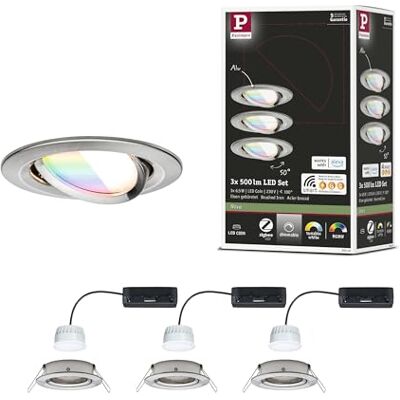 Paulmann 92434 Reflektor wpuszczany LED Nova Okrągły narożnik 84mm 50° RGBW+ 3x6W 3x500lm 230V Stal szczotkowana Alu odlew ciśnieniowy Paulmann 92434 Reflektor wpuszczany LED Nova Okrągły narożnik 84mm 50° RGBW+ 3x6W 3x500lm 230V Stal szczotkowana Alu odlew ciśnieniowy