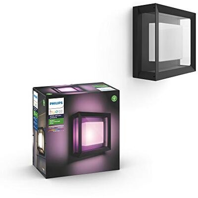 Philips Econic White and color ambiance Zewnętrzna lampa ścienna LED, kinkiet, 16 mln kolorów, możliwość przyciemniania, sterowanie aplikacją Philips Econic White and color ambiance Zewnętrzna lampa ścienna LED, kinkiet, 16 mln kolorów, możliwość przyciemniania, sterowanie aplikacją
