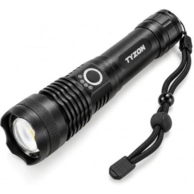 Tyzon latarka LED 600–1600 lm, regulowany zoom, 5 trybów (wysoki/średni/niski/stroboskop/SOS), dioda CREE P70, aluminiowa obudowa, ładowanie USB-C, na 18650/26650 lub 3x AAA Tyzon latarka LED 600–1600 lm, regulowany zoom, 5 trybów (wysoki/średni/niski/stroboskop/SOS), dioda CREE P70, aluminiowa obudowa, ładowanie USB-C, na 18650/26650 lub 3x AAA
