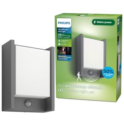 Philips Zewnętrzny Kinkiet Arbor Ultraefficient, 3.8 W, 2700 K, Antracytowy, Czujnik Ruchu, Stopień Ochrony Ip44 Philips Zewnętrzny Kinkiet Arbor Ultraefficient, 3.8 W, 2700 K, Antracytowy, Czujnik Ruchu, Stopień Ochrony Ip44