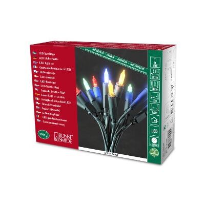 Konstsmide 6304-500 mini łańcuch świetlny LED, 100 kolorowych diod, 230 V, do wnętrz, zielony kabel Konstsmide 6304-500 mini łańcuch świetlny LED, 100 kolorowych diod, 230 V, do wnętrz, zielony kabel