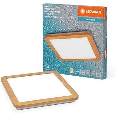 LEDVANCE Lampa ścienna/sufitowa ORBIS Disc z diodami LED, dekorem drewnianym, 22 W, 1800 lm, 3000/4000 K, regulowana za pomocą przełącznika ściennego z Click CCT, 30x30 cm, stopień ochrony IP44 do LEDVANCE Lampa ścienna/sufitowa ORBIS Disc z diodami LED, dekorem drewnianym, 22 W, 1800 lm, 3000/4000 K, regulowana za pomocą przełącznika ściennego z Click CCT, 30x30 cm, stopień ochrony IP44 do