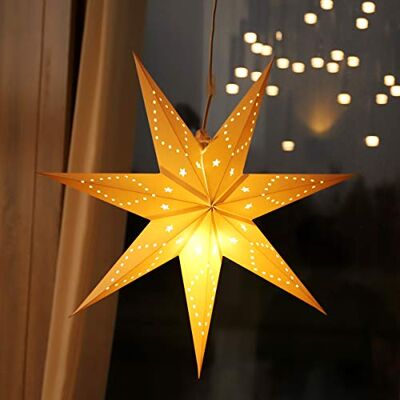 SALCAR 75 cm papierowa gwiazda LED do zawieszenia, adwent, podświetlana gwiazda 3D, z ciepłą lampą E14 i białą gwiazdą papierową SALCAR 75 cm papierowa gwiazda LED do zawieszenia, adwent, podświetlana gwiazda 3D, z ciepłą lampą E14 i białą gwiazdą papierową