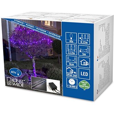 Konstsmide Globalny łańcuch świetlny LED, okrągłe diody, ze zmianą koloru czerwonego/niebieskiego, 40 diod zmieniających kolor, transformator zewnętrzny 24 V, czarny kabel 3697-540 Konstsmide Globalny łańcuch świetlny LED, okrągłe diody, ze zmianą koloru czerwonego/niebieskiego, 40 diod zmieniających kolor, transformator zewnętrzny 24 V, czarny kabel 3697-540