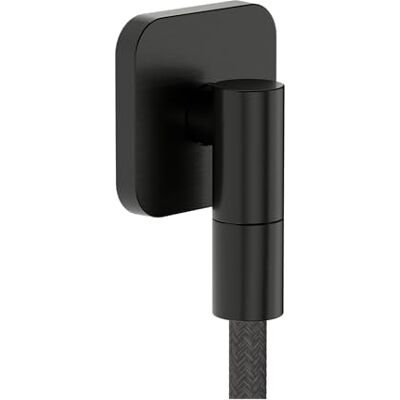Hansgrohe FixFit Fine Q – przyłącze węża prysznicowego, uniwersalne przyłącze ścienne z zaworem zwrotnym, łuk przyłączeniowy do ściany, szczotkowany czarny chrom, 28884340 Hansgrohe FixFit Fine Q – przyłącze węża prysznicowego, uniwersalne przyłącze ścienne z zaworem zwrotnym, łuk przyłączeniowy do ściany, szczotkowany czarny chrom, 28884340