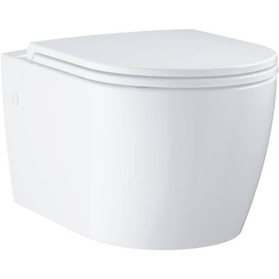Grohe Start 103848SH00 Okrągły ceramiczny zestaw toaletowy do ukrytego cysterny (Duroplast miękkie domykanie siedzisko i pokrywa, toaleta bez oprawek, zmywanie, wylot poziomy, pojemność spłukiwania 3 Grohe Start 103848SH00 Okrągły ceramiczny zestaw toaletowy do ukrytego cysterny (Duroplast miękkie domykanie siedzisko i pokrywa, toaleta bez oprawek, zmywanie, wylot poziomy, pojemność spłukiwania 3
