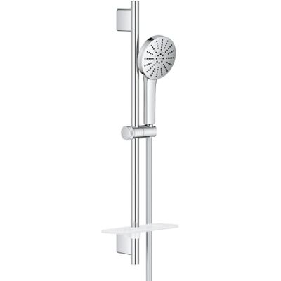 Grohe Zestaw prysznicowy Vitalio Joy+ 120, Słuchawka 3 strumienie, Przepływ 6,3 l/min, Duża tarcza 12cm Drążek 60cm z półką, Chrom1348660000 Grohe Zestaw prysznicowy Vitalio Joy+ 120, Słuchawka 3 strumienie, Przepływ 6,3 l/min, Duża tarcza 12cm Drążek 60cm z półką, Chrom1348660000