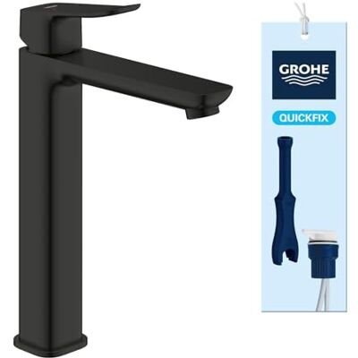 Grohe Dice 1018922430 bateria umywalkowa z gładkim korpusem (rozmiar XL, 270 mm, wkład ceramiczny 28 mm, oszczędność wody, ogony, 8 cm, łatwy montaż za pomocą dołączonego QuickTool), czarny matowy Grohe Dice 1018922430 bateria umywalkowa z gładkim korpusem (rozmiar XL, 270 mm, wkład ceramiczny 28 mm, oszczędność wody, ogony, 8 cm, łatwy montaż za pomocą dołączonego QuickTool), czarny matowy