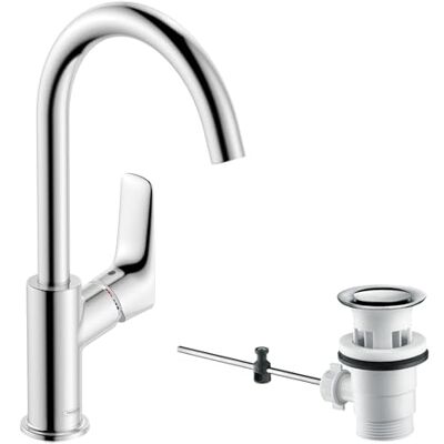 Hansgrohe Logis Jednouchwytowa bateria umywalkowa 210 z obrotową wylewką i z cięgłem chrom, 71130000 Hansgrohe Logis Jednouchwytowa bateria umywalkowa 210 z obrotową wylewką i z cięgłem chrom, 71130000