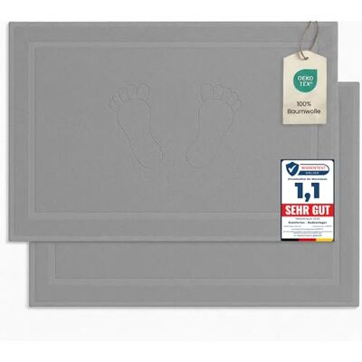 Komfortec 2-częściowy zestaw dywaników łazienkowych, frotte, nadaje się do prania, 800 g/m² i 100% bawełna, chłonny i szybkoschnący, 50 x 80 cm, srebrno-szary Komfortec 2-częściowy zestaw dywaników łazienkowych, frotte, nadaje się do prania, 800 g/m² i 100% bawełna, chłonny i szybkoschnący, 50 x 80 cm, srebrno-szary