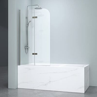 EMKE Ścianka prysznicowa wanna 100 x 140 cm nakładka na wannę 2-częściowa składana ścianka prysznicowa do wanny 6 mm NANO 180° składana ścianka prysznicowa EMKE Ścianka prysznicowa wanna 100 x 140 cm nakładka na wannę 2-częściowa składana ścianka prysznicowa do wanny 6 mm NANO 180° składana ścianka prysznicowa